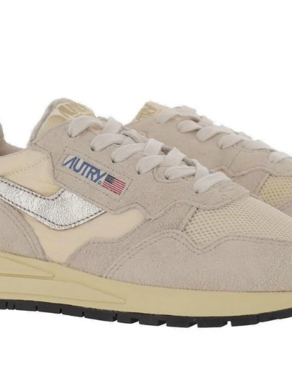 Autry Reelwind Beige & Silver Suede Leather Sneaker size 39 - Picture 2 of 8